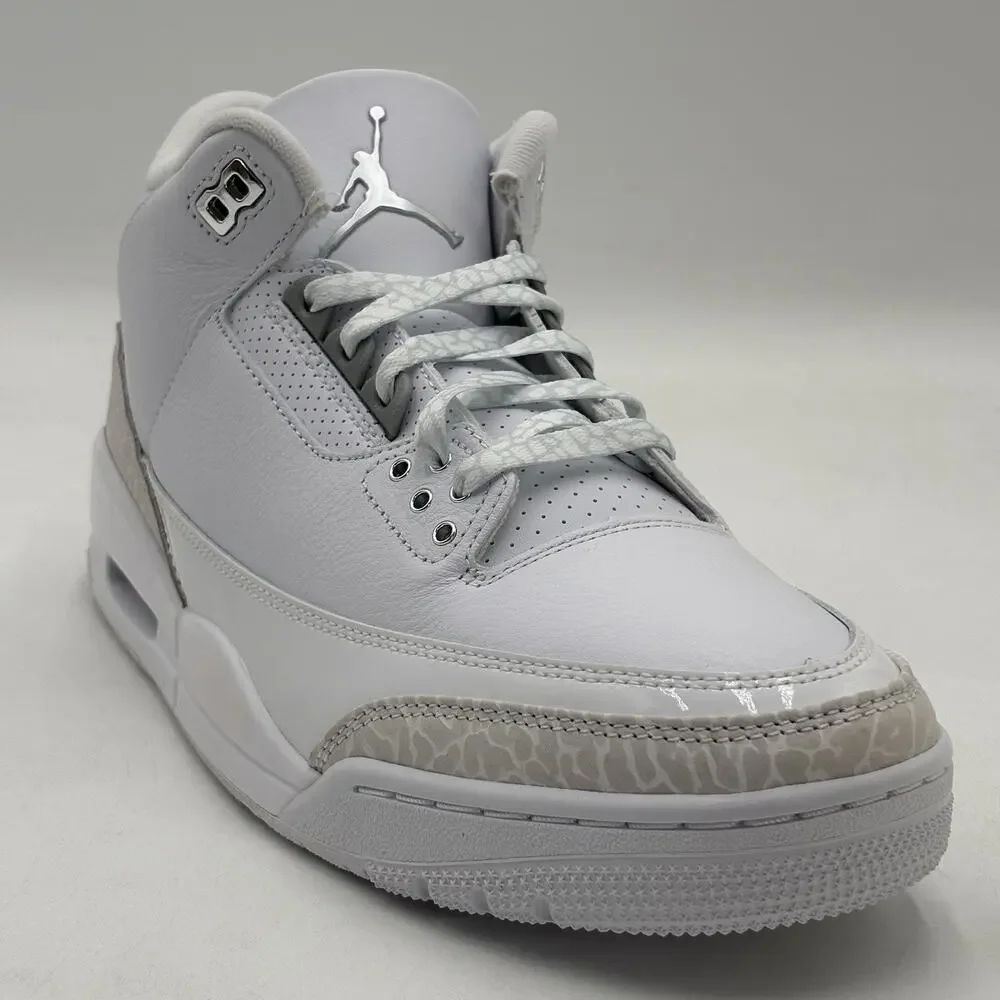 Nike Air Jordan 3 Retro White Silver Sneakers CT8532 111 Men Size 10 NEW